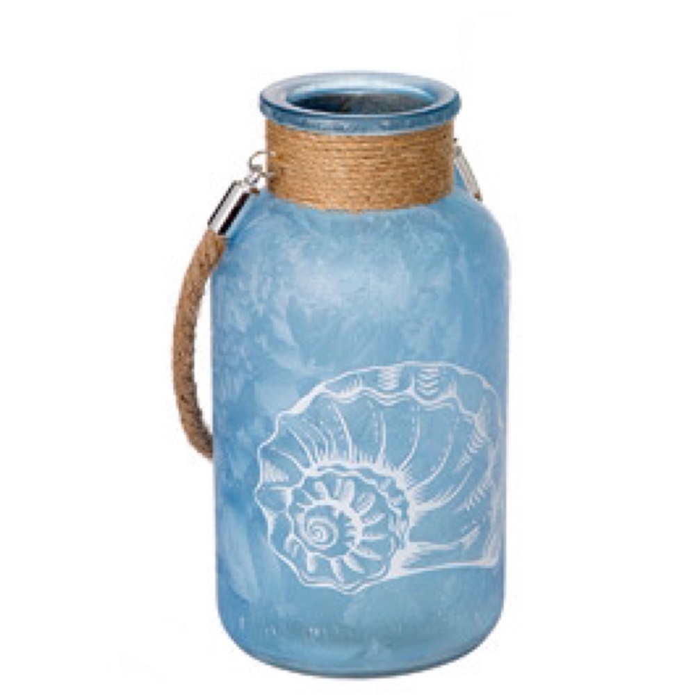🆓🏬Sea Glass Bottle with Twine in Blue 7.87”